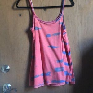 Swing Tank: Coral & Blue Tied Died Print